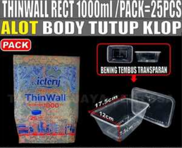 Thinwall rectangle 1000 Ml Victory ISI 25PCS