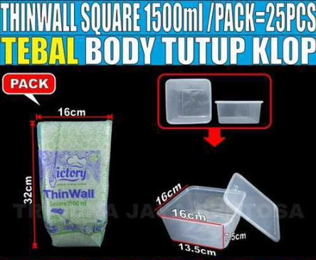 Thinwall square 1500ml Victory ISI 25PCS