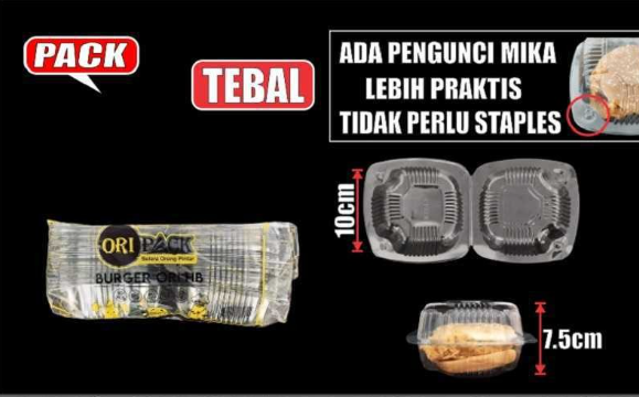 kotak burger mika burger oripack 50pcs