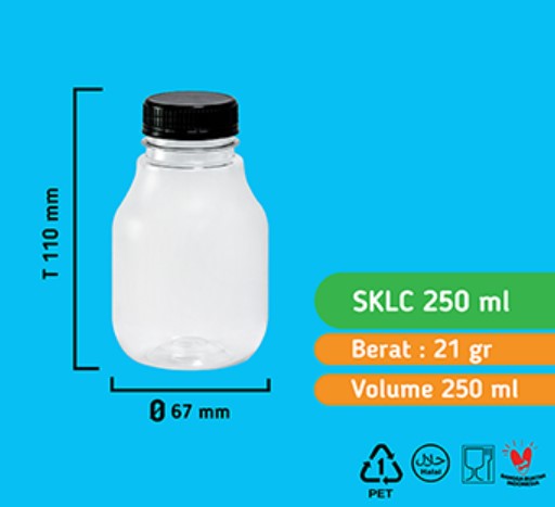 Botol SKLC Bulat 250ML (TANPA TUTUP)