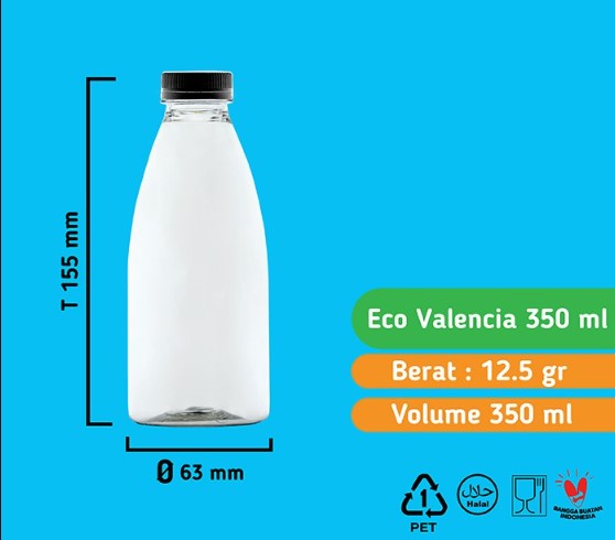 Botol Cantik Valencia eco 350Ml (TANPA TUTUP)