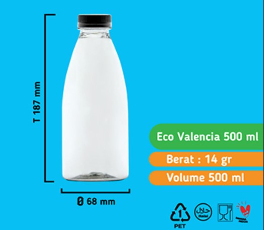 Botol Cantik Valencia eco 500Ml (TANPA TUTUP)