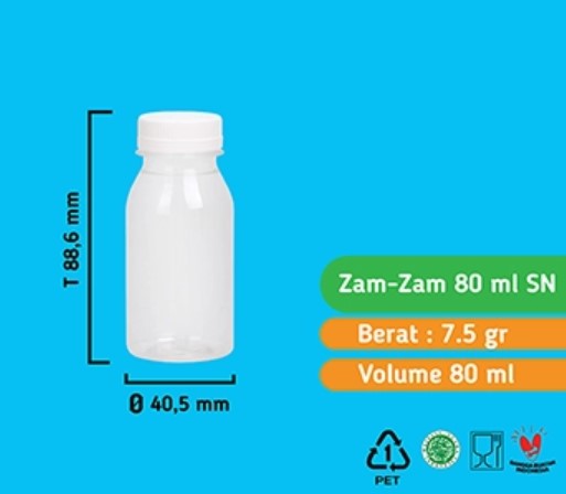 Botol Zam-Zam 80 ml (TANPA TUTUP)