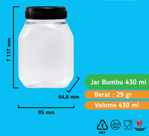 TOPLES / JAR BUMBU 430 ML + PLUG + TUTUP D60 GOLD