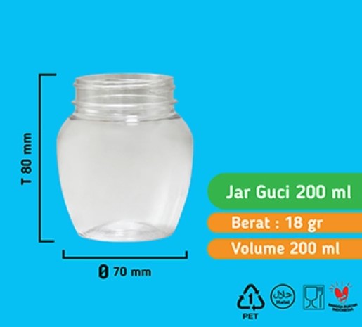 TOPLES JAR GUCI 200 ML + PLUG + TUTUP MERAH
