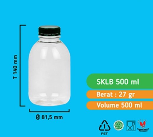 Botol Cantik gendut SKLB 500Ml (TANPA TUTUP)