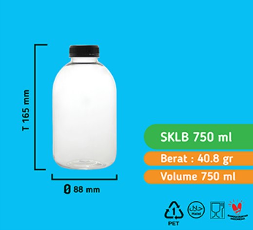 Botol Cantik gendut SKLB 750Ml (TANPA TUTUP)