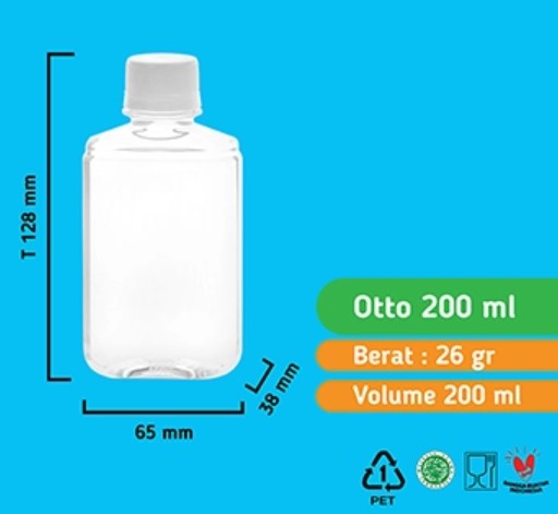 BOTOL OTTO 200 ML + TUTUP PCO 28 LIP RING