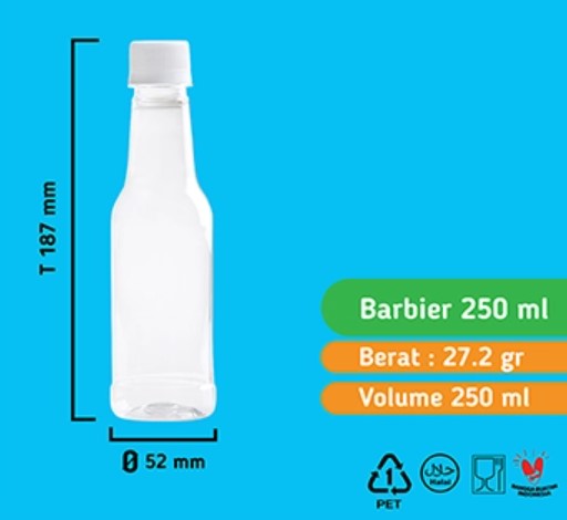BOTOL BARBIER 250 ML + TUTUP PCO 28 LIP RING