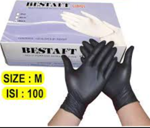 SARUNG TANGAN NITRILE KARET HITAM UK M ISI 100