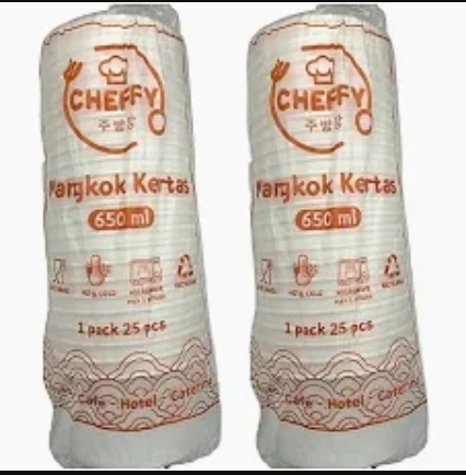 PAPER BOWL 650 MLCHEFFY PUTIH  ISI 25PCS TANPA TUTUP