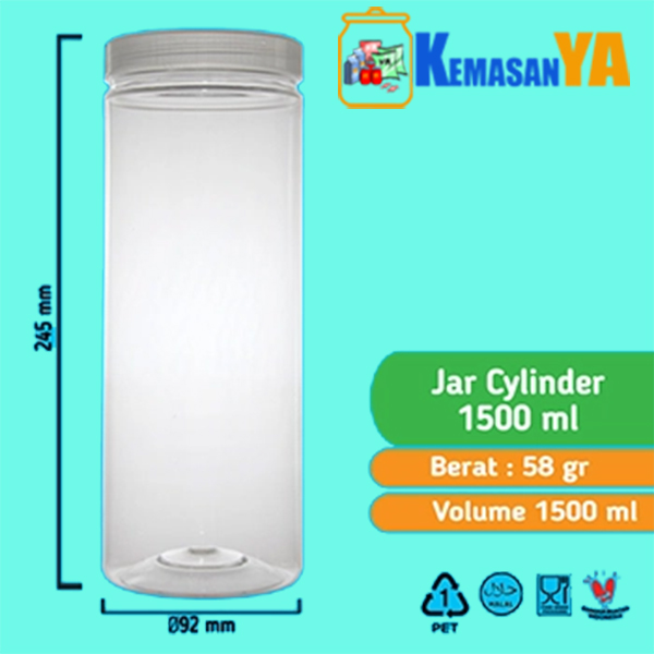 Toples Jar Cylinder 1500ml TANPA TUTUP