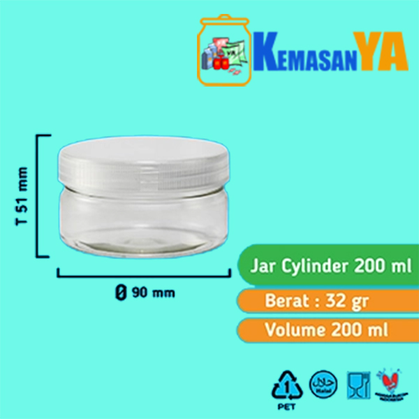 Toples Jar Cylinder 200ml TANPA TUTUP