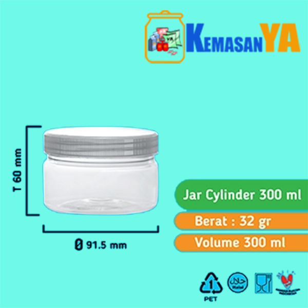 Toples Jar Cylinder 300ml TANPA TUTUP