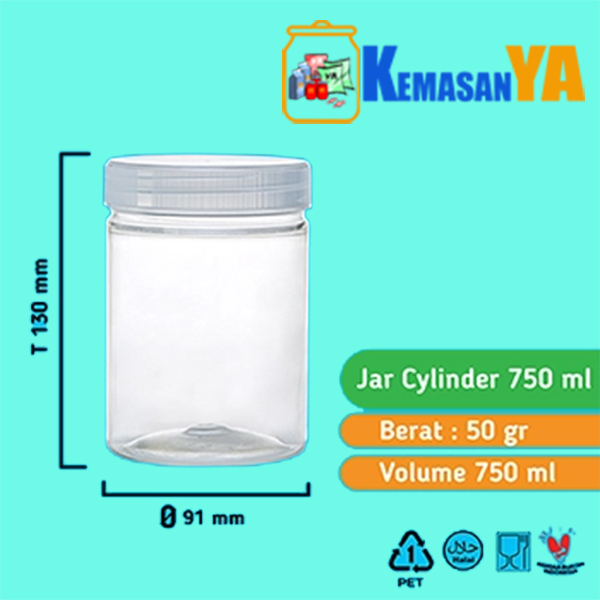 Toples Jar Cylinder 750ml TANPA TUTUP